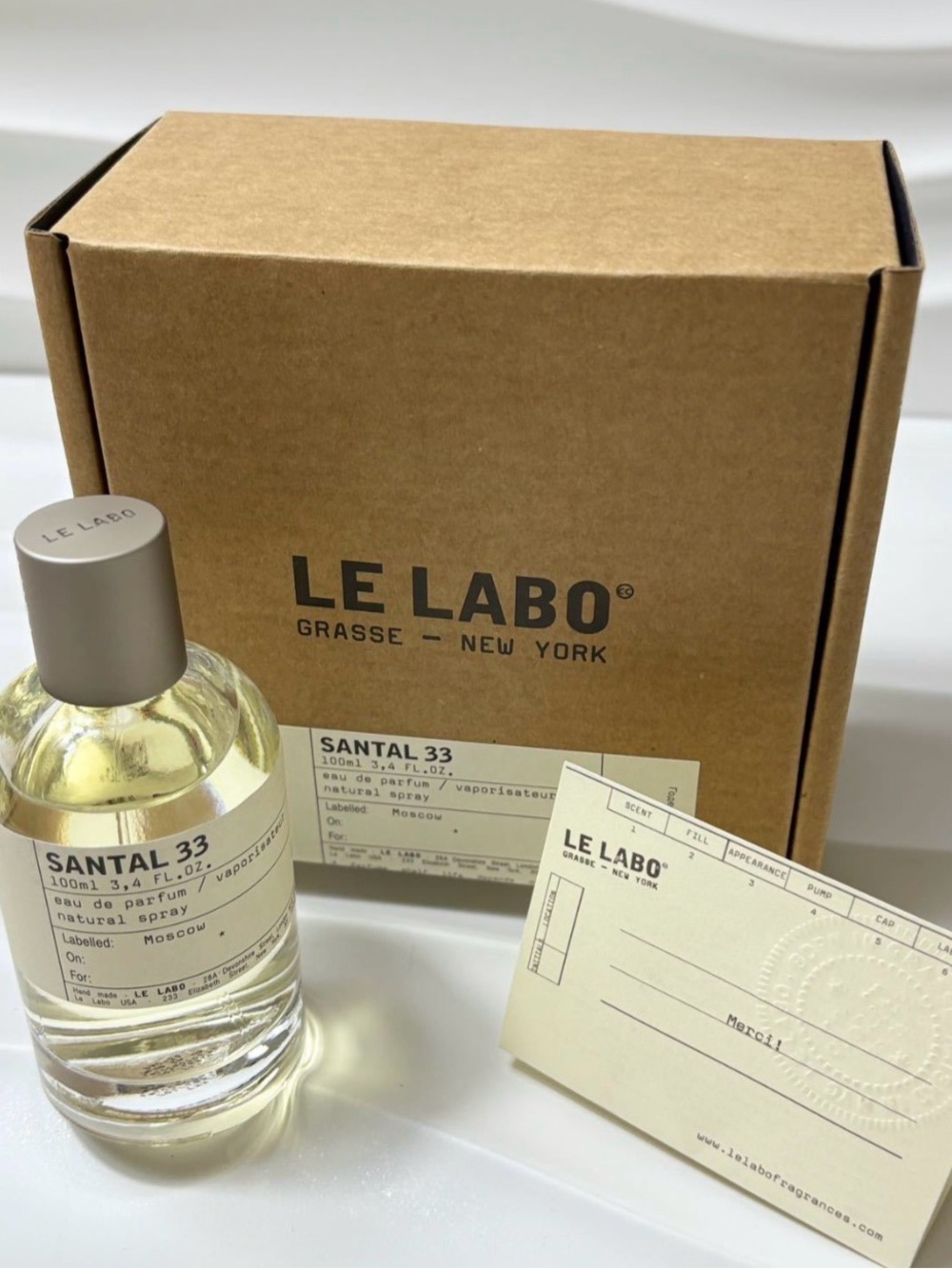 Le Labo Santal 33 Eau de Parfum — Brown Box with Clear Bottle